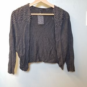 NWT grey beaded cardigan sweater size 6
